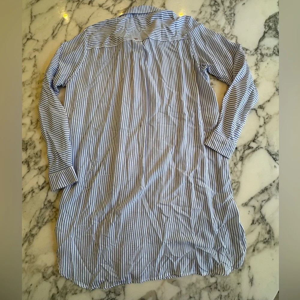 EUC Maaji Striped Women's Blue Harbour Island Long Sleeve Shirt Cover Up Blue L